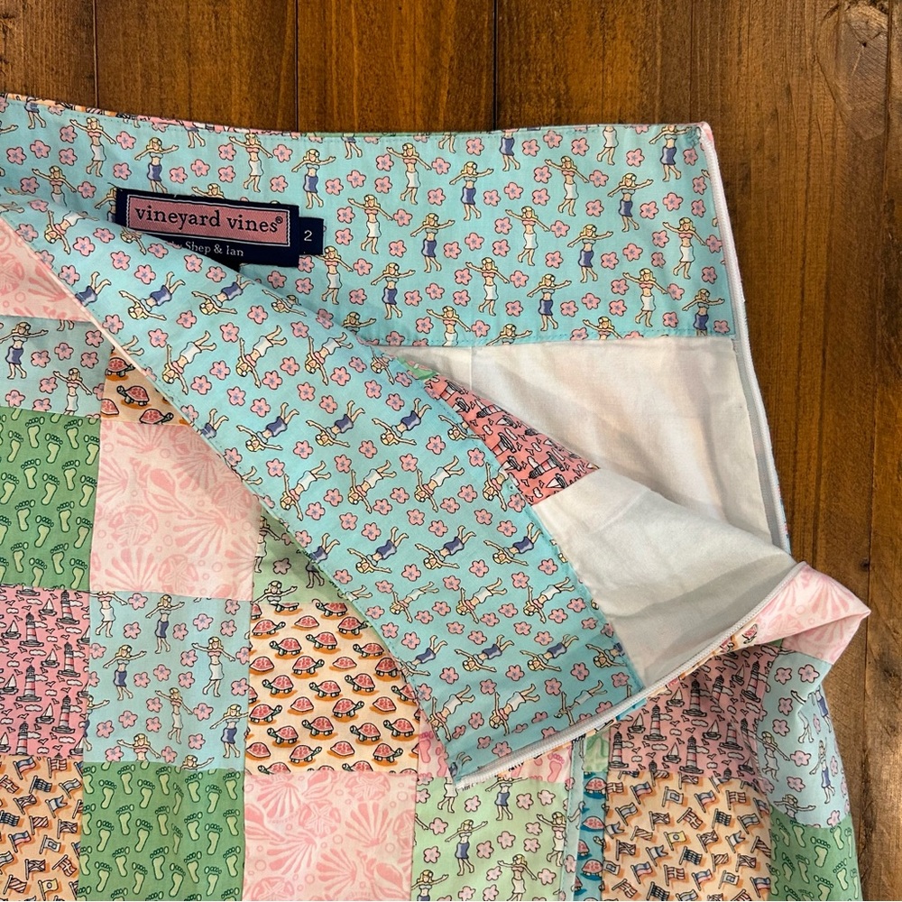 💐 Vineyard Vines 10th Anniversary Patchwork Wrap Mini Skirt EUC - Picture 8 of 13